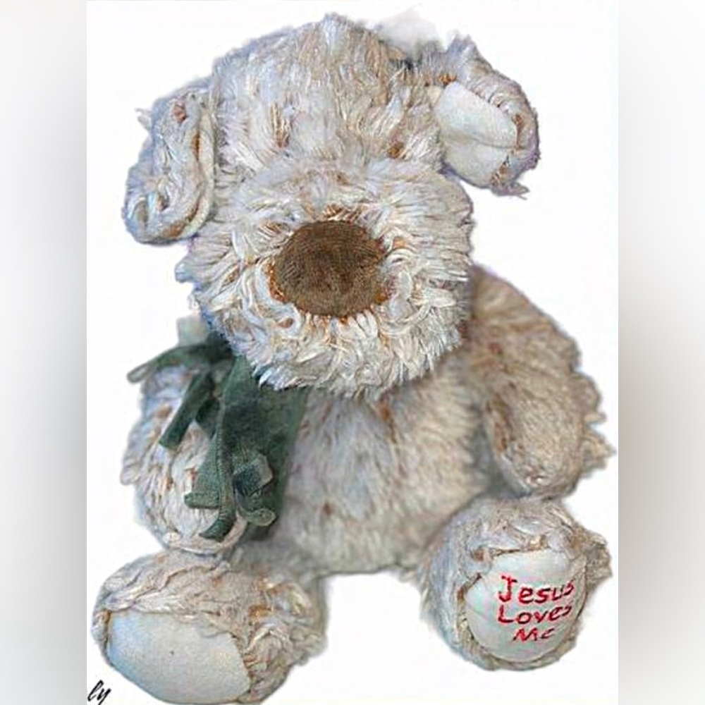 Fiesta Plush Sitting Dog 12 Inch Tan Stuffed Animal Jesus Loves Me Soft Kids Toy